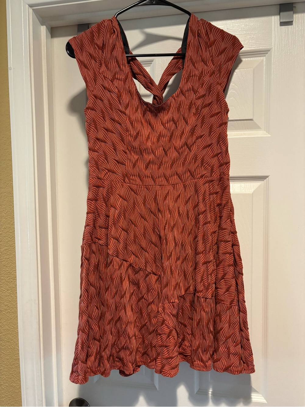 Bar III Rust Zebra Print Twist-Back Ruffle Mini Dress - Picture 8 of 8